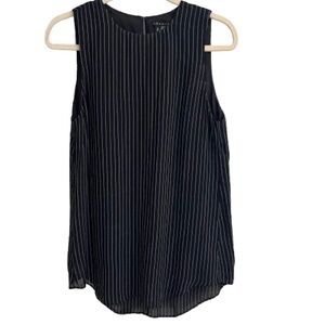 Theory Sleeveless Tunic Top | Black with White Stripes | Size M